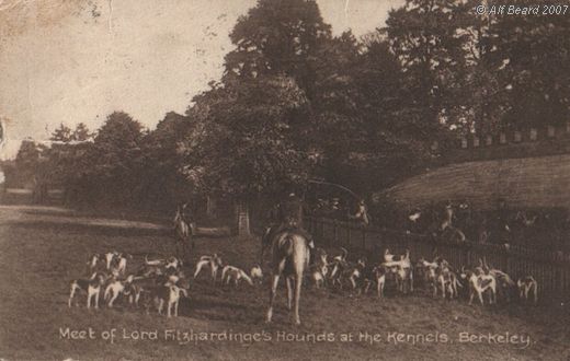 Old Postcard of Meet of Lord Fitzhardinge's Hounds (Berkeley)