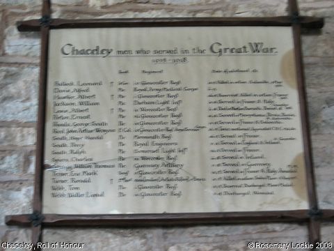 Recent Photograph of Roll of Honour (Chaceley)