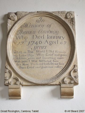 Recent Photograph of Cambray Tablet (Great Rissington)