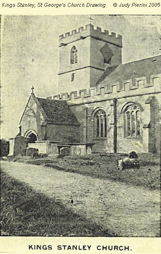 Old Postcard of St George's Church Drawing (Kings Stanley)