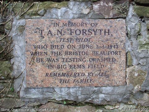 Recent Photograph of Gravestone of Thomas Forsyth (Stone)