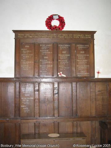 Recent Photograph of War Memorial (Inside Church) (Bosbury)