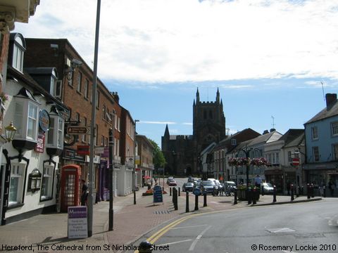 Recent Photograph of The Cathedral from St Nicholas's Street (Hereford)
