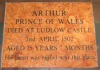 Ludlow, St Laurence's Church (Arthur, Prince of Wales Plaque)