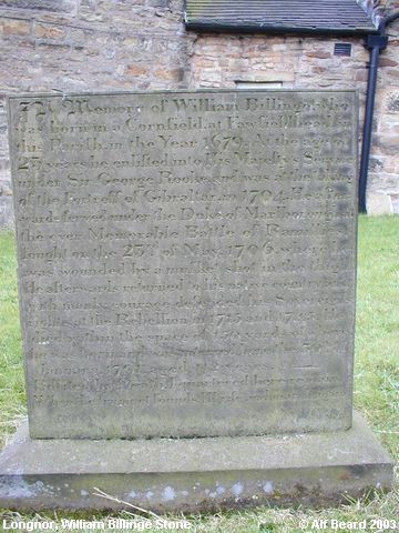 Recent Photograph of Gravestone of William Billinge (Longnor)