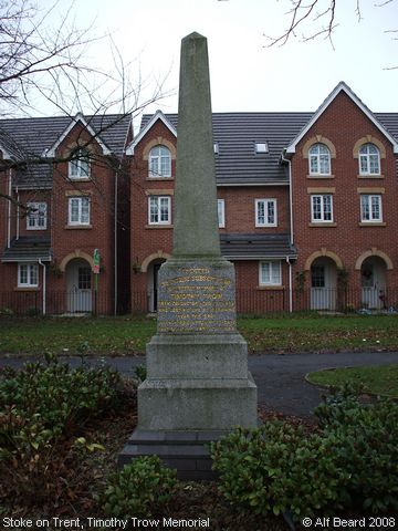 Recent Photograph of Timothy Trow Memorial (Stoke on Trent)