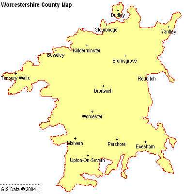 Worcestershire County Map